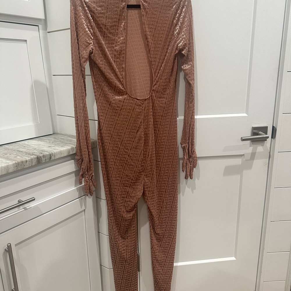 (2409) SKIMS NWT Velvet Logo Stirrup Onsesie Catsuit Sz 2X Jumpsuit in Sienna - Picture 9 of 9